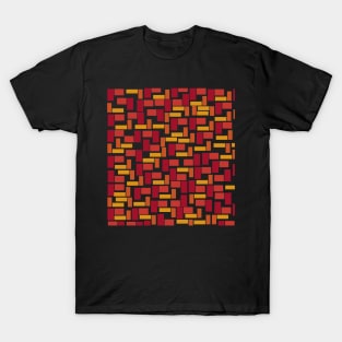 PATTERN OF YELLOW AND ORANGE RED RECTANGLES AND SQUARES T-Shirt